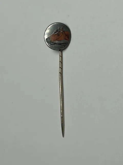 Antique Hallmarked Silver Race Horse Enamel Stick Pin Badge John Price Hunt