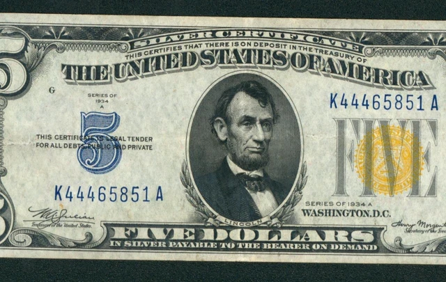 $5 1934 A ((HIGHER GRADE VF+++)) (( NORTH AFRICA )) Silver Certificate CURRENCY