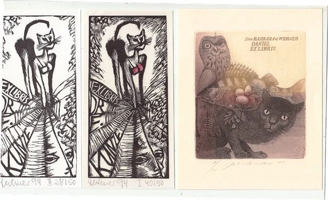 8 Exlibris Bookplate Konvolut Lot Katzen Mutsaerts
