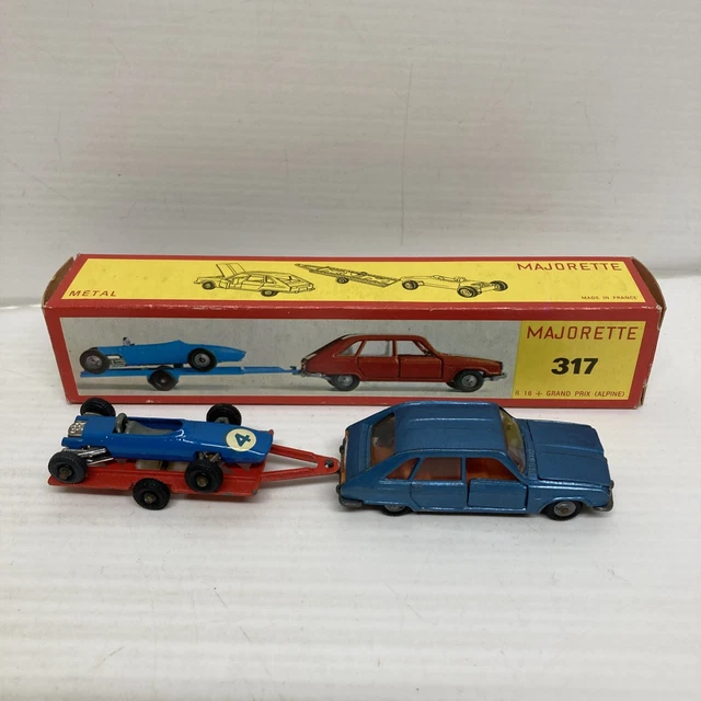 Vintage Miniature Majorette Voiture Renault 16 Remorque Alpine F3 Grand