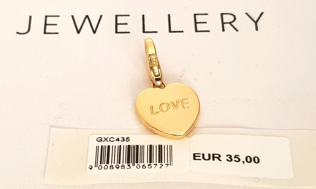GOOIX Silber 925 vergoldet Charm Anhänger Herz LOVE Gravur Liebe gold NEU 344