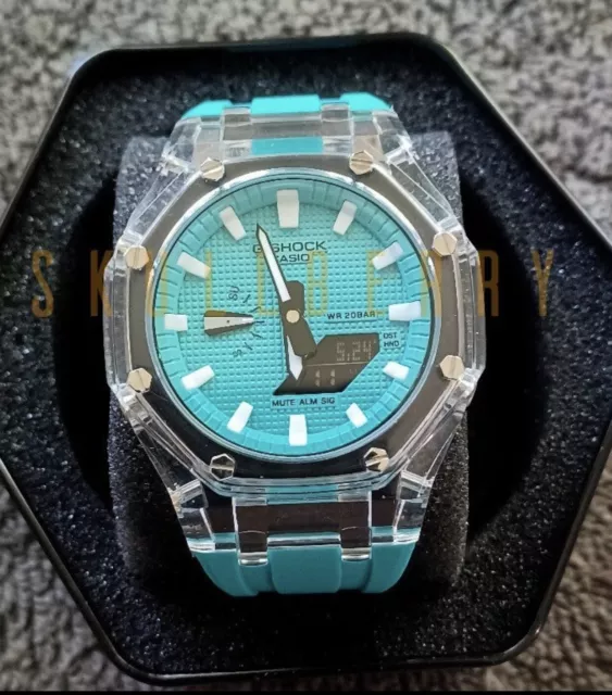 🎆 Casio G-Shock GA-2100 Casioak Custom Mod Tiffany Blue Clear White SEND OFFERS 🎆 Casio G-Shock GA-2100 Casioak Custom Mod Tiffany Blue Clear White SEND OFFERS