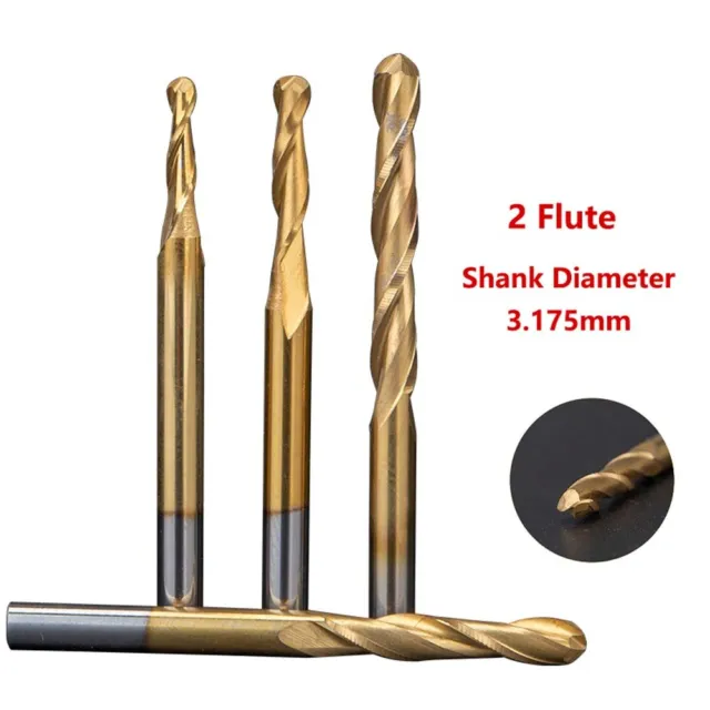 2Flute Carbide Ball Nose End Mill TiN Coated 3D Engraving Bit For MDF Solid Wood