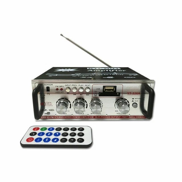 Amplificateur Stéréo SQUADO 500W 2 Canaux - MP3 USB 12V Avec Télécommande Pour Haut-Parleurs