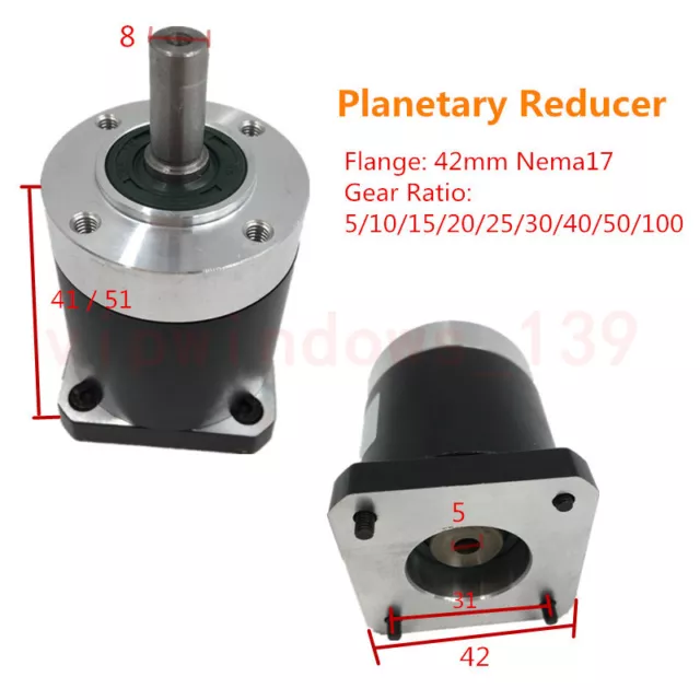 Nema17 Planetary Gearbox 5:1 Reducer Input D5mm Gear Head for 42 Stepper Motor 3