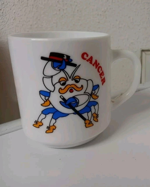 Mug Ancien Arcopal - Signe Astrologique Cancer (Zodiaque) - Blanc, État D'Occasion