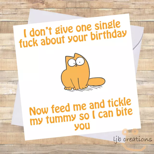 Funny ' FEED ME ' Birthday Card From The Cat Pet Owner Cat Lover Lady Rude Joke