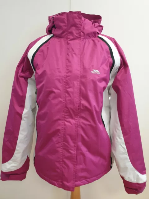 JJ63 WOMENS TRESPASS Tp50 Purple White Hooded Skiing Jacket Uk L