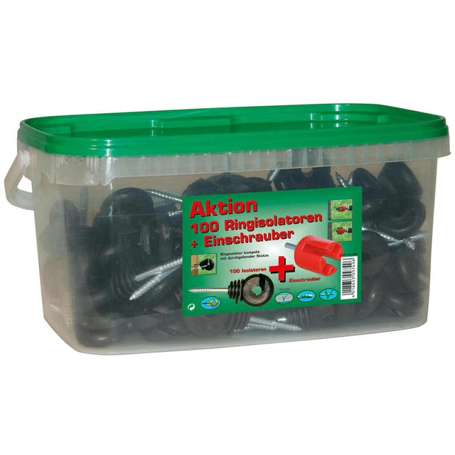 Kerbl Ringisolator inkl. Einschrauber 100 Stück Ringisolatoren 443145/100E Kerbl