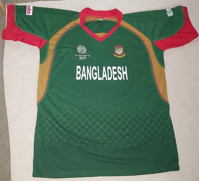 Maillot De Cricket Bangladesh ICC World Cup 2003 - Taille XXL, Vert Et Rouge, Occasion, En Polyester