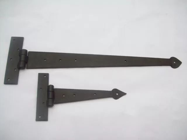 1 pair BLACKSMITH HAND FORGED CAST IRON BEESWAX DOOR CABINET GATE TEE T HINGES