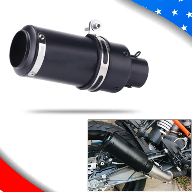 Black Motorcycle Exhaust Muffler Tail Pipe For Universal 38-51mm Diameter