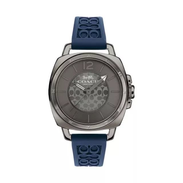 Coach 14503978 Grey Dial Blue Silicone Strap Boyfriend Women's 34mm Watch