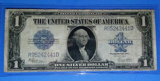 1923 $1 Horse Blanket Silver Cert.Fr #237, F ! OLD US CURRENCY! LG. NOTE! NICE!