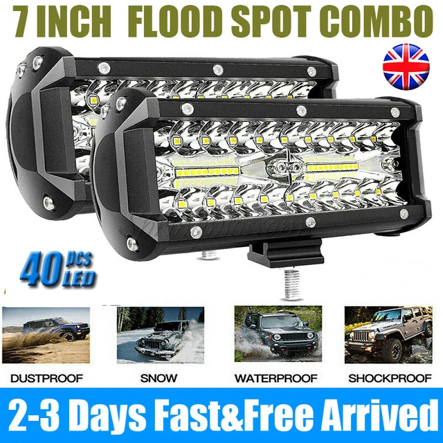 Car & Truck Fog & Driving Lights For Jeep 2x 7-Inch 200W LED Light Bars - 6000K White, 12V, Flood/Spot Combo For Truck, ATV, UTV Car & Truck Fog & Driving Lights