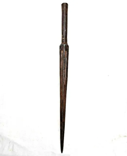 Rare 1800's Old Vintage Antique Iron Hand Forged Mughal Spear Head Lance Dagger