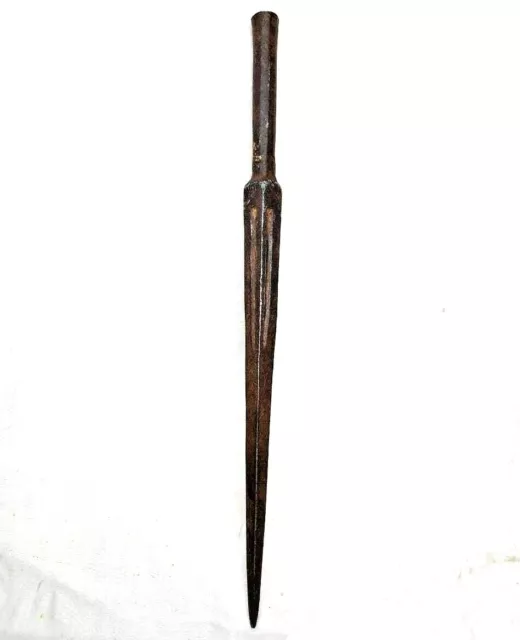 Rare 1800's Old Vintage Antique Iron Hand Forged Mughal Spear Head Lance Dagger