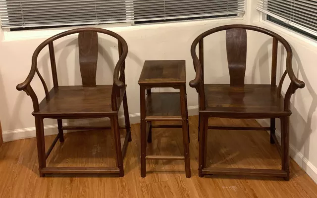 Chinese Chairs Horseshoe-Back 3 piece set Interlocking Joinery No Screws No Glue