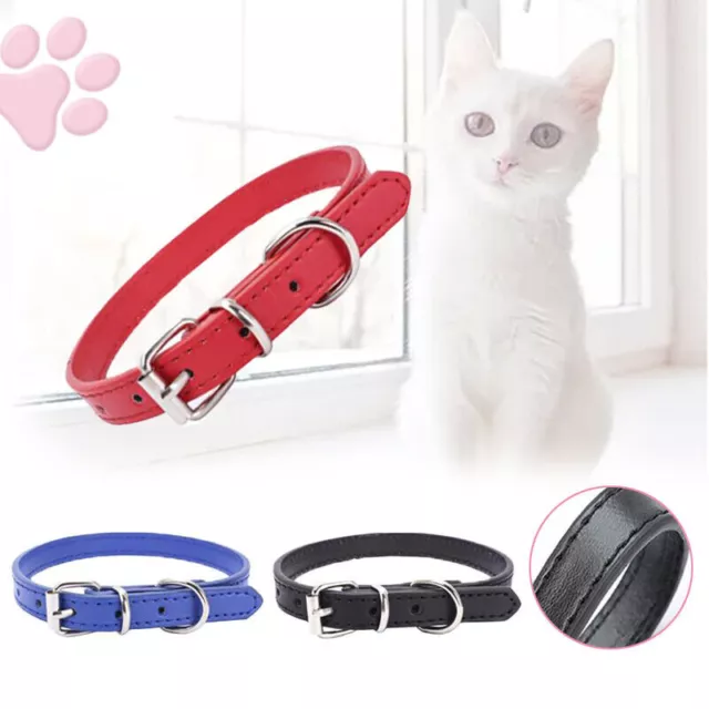 Dog Collar Pet Puppy Adjustable Neck Strap PU Leather pink blue red black purple 2