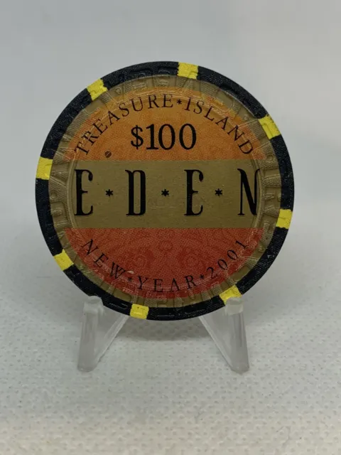 Treasure Island - $100 Casino Chip - *New Year's 2001* - *Eden* - Las Vegas