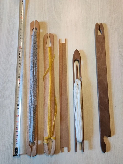 Lot De 4 Bâtons De Navette En Bois Pour Aiguilles à Tricoter Et Fil à Tisser - Accessoire Pour Tapis De Tapisserie - Décoration Murale - Pour Débutants Et Professionnels