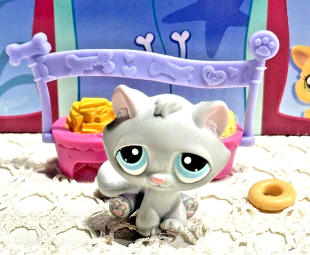 LITTLEST PET SHOP Authentic Grey Sitting Tabby Cat #177 & Accessories ...