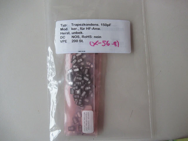 200 pezzi condensa trapezoidale. 150pF, ker., per RF-Anw., RoHS: no, NOS, (X-56-8)
