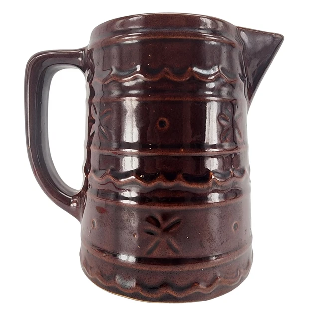 VINTAGE MARCREST STONEWARE Daisy Dot Water Pitcher 6” Oven Proof USA