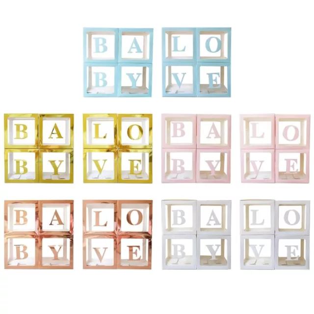 Baby Boxes with Letters for Baby Shower 4pcs Clear Blocks Love Boxes for Wedding