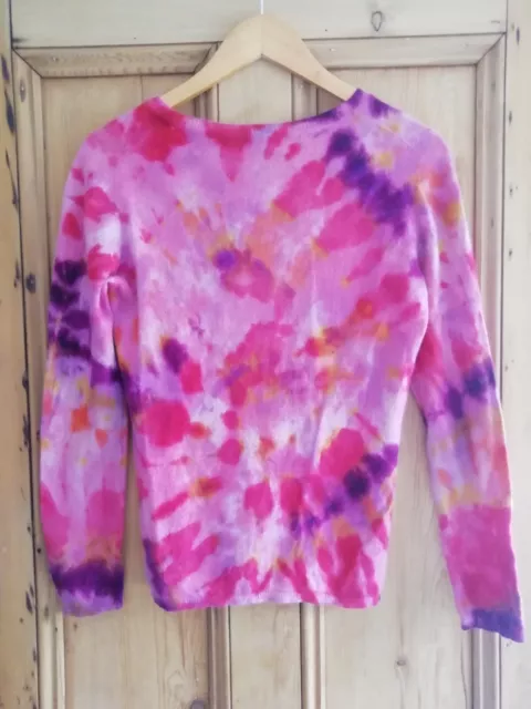 Johnstons of Elgin 100% cashmere upcycled pink tie dye jumper (size Small) 3