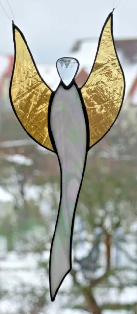Bleiverglasung Fensterbild schlanker elegan  Schutz- Weihnachtsengel in Tiffany
