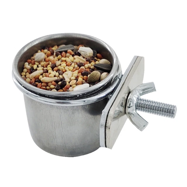 Stainless Steel Hang Cage Bowl Parrot Feeding Food Drinking Dish (6.5cm) FS2#