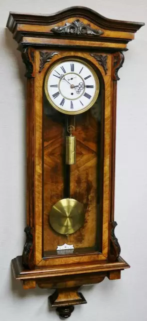 Super Antique German 8 Day Single Weight Burr Walnut Vienna Regulator Wall Clock 2