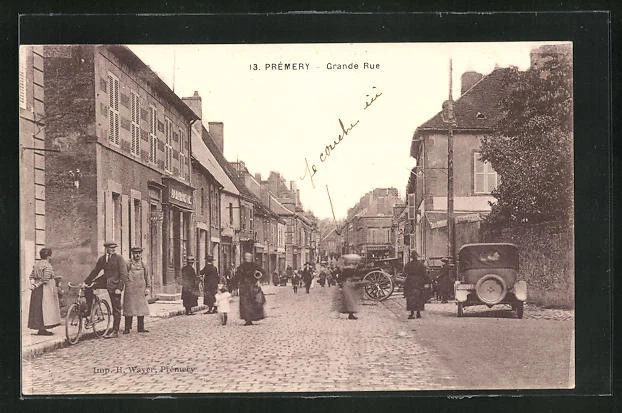 CPA Prèmery, Grande Rue, vue de la rue