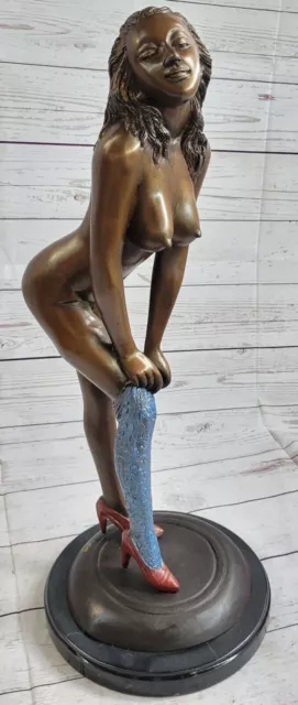 Hautfarben Bronze Buchse Figur Statue Nackte Sexy Erotik Damen Lady Sculpture