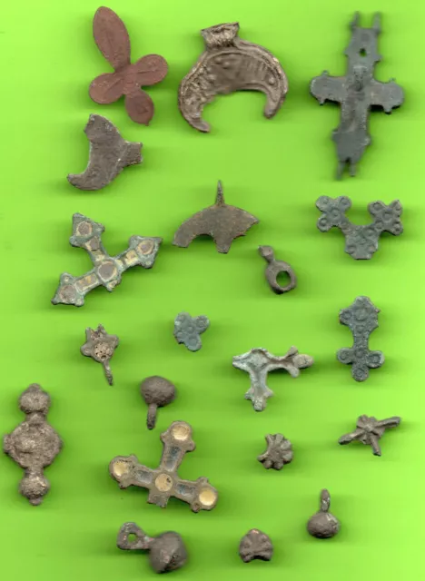 Lote 20 Antiguo Viking Esmalte Bronce Cross Kiev Rusia Ucrania 1100 Bizantino 76