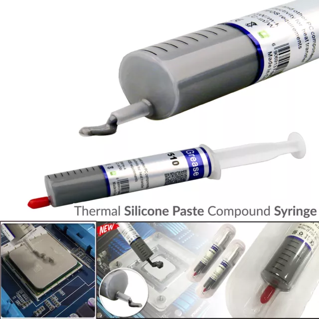 2 Pcs Silicone Thermal Heatsink Compound Cooling Paste Grease Syringe for PC CPU