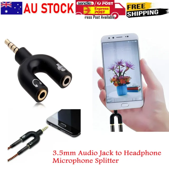 3.5mm Audio Jack To Headphone Microphone Y Adapter Mobile Splitter Converter