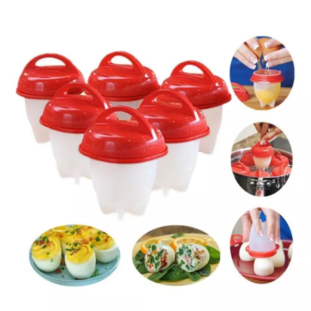 6x Egg Boiler No Messy Shells Silicone Hard Boiled Egg Cooker Daily Use