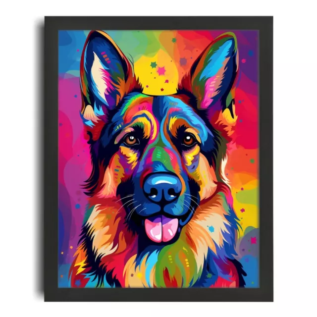 Colourful German Shepherd Art Print Wall Art Dog Gift Pop Art Alsatian Dog Art