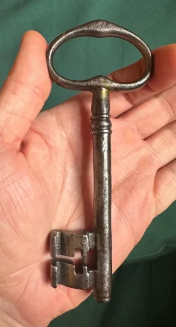 5.1/4" Antique French Key, Made 18th Century, Wrought Iron, Rustic, Hand Forged