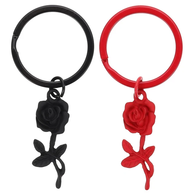 2 Pcs Adorable Hanging Keychain Car Keys Pendan Rose Ring Flower Bulk Miss