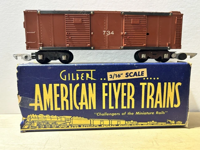 VINTAGE GILBERT AMERICAN Flyer Trains Operating Car 734 3/16 Scale w ...