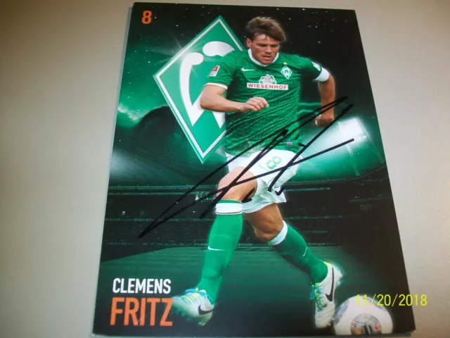 Werder Bremen Autogrammkarte Clemens Fritz Saison 13/14 Original Signiert