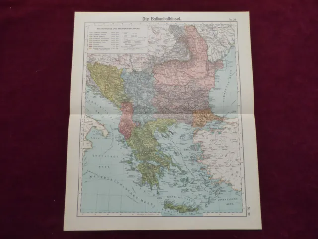 Landkarte Balkanhalbinsel, Serbien, Rumänien, Bulgarien, Türkei, Otto Herkt 1905
