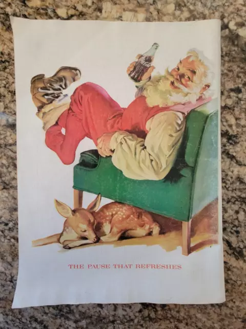 1956 Coca-Cola Christmas Print Ad - THE PAUSE THAT REFRESHES - Santa Claus