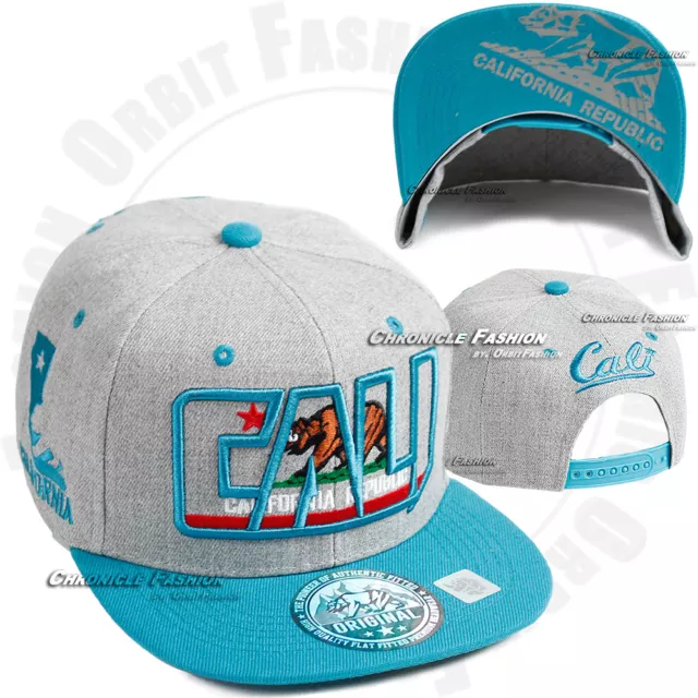 Cali Baseball Cap California Republic Bear Hat Snapback Adjustable Flat Bill Men 3