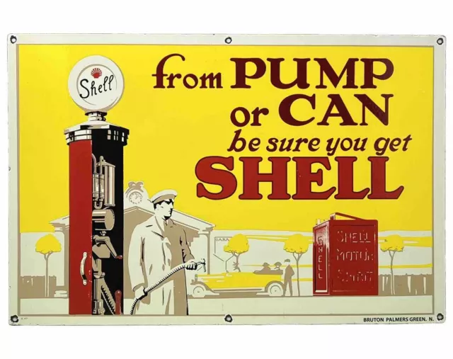 Vintage Shell Gasoline Porcelain Sign Gas Station Pump Plate Motor Oil Service