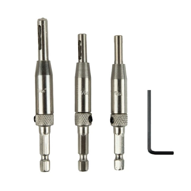 Trapano per cerniera di lunga durata fori preliminari + chiave esagonale strumenti argento