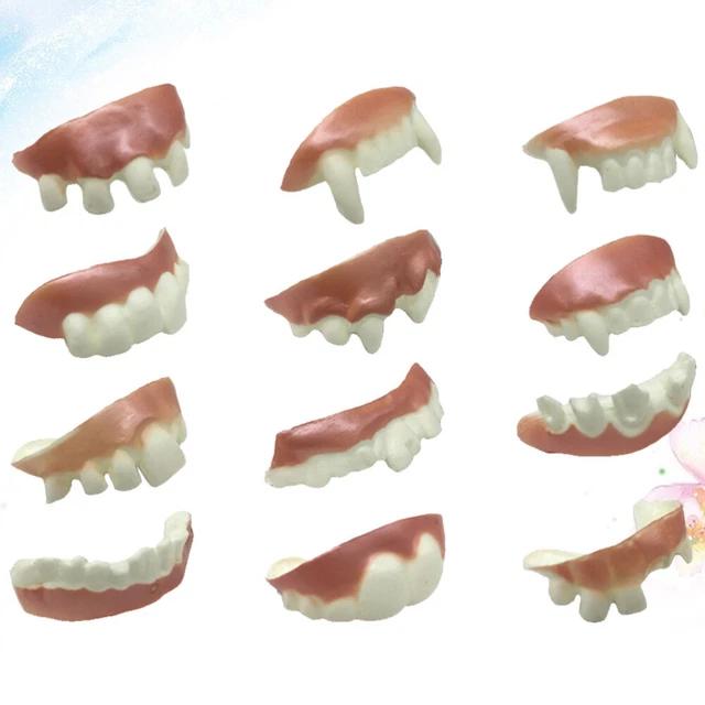 24 Pcs Dentures Halloween Teeth Denture Model Horror False Teeth